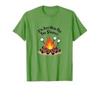 I'm Just Here for The S'Mores Campfire Humor T-Shirt, Men, Grass, XL