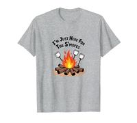 I'm Just Here for The S'Mores Campfire Humor T-Shirt, Men, Heather Grey, XXL