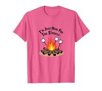 I'm Just Here for The S'Mores Campfire Humor T-Shirt, Men, Pink Heather, 3XL