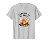 I'm Just Here for The S'Mores Campfire Humor T-Shirt, Men, Silver, M