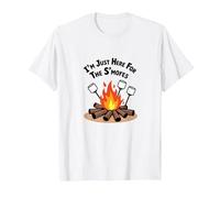 I'm Just Here for The S'Mores Campfire Humor T-Shirt, Men, White, 6XL