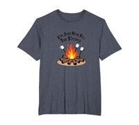 I'm Just Here for The S'Mores Campfire Humor T-Shirt, Men's Big and Tall, Heather Blue, 3X Tall