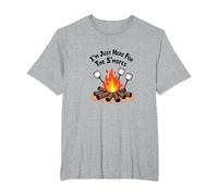 I'm Just Here for The S'Mores Campfire Humor T-Shirt, Men's Big and Tall, Heather Grey, 6X Tall
