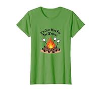 I'm Just Here for The S'Mores Campfire Humor T-Shirt, Women, Grass, M