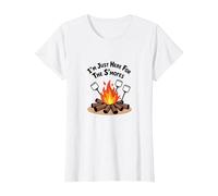 I'm Just Here for The S'Mores Campfire Humor T-Shirt, Women, White, 3XL
