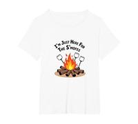 I'm Just Here for The S'Mores Campfire Humor T-Shirt, Women's Plus, White, 4X
