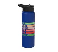 I'm Just Here for The Tapas Vintage Funny Spanish Food Stainless Steel Insulated Water Bottle