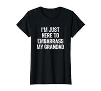 I'm Just Here to Embarrass My Grandad Value Graphic T-Shirt, Women, Black, XS