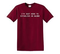 I'm JUST HERE to Establish an Alibi | Short Sleeve | Funny Men's T-Shirt TEE TOP(Maroon,L)