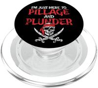 I'm Just Here To Pillage And Plunder Distressed Funny Pirate PopSockets PopGrip for MagSafe