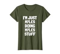 I'm Just Myles Doing Myles Stuff T-Shirt, Women, Olive Green, Small
