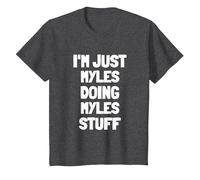 I'm Just Myles Doing Myles Stuff T-Shirt, Youth, Dark Heather Grey, X-Small