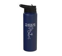 I'm Just Out Here Raw Dogging Life - Funny Stick Figure Joke Stainless Steel Insulated Water Bottle