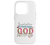 I'm Just Out Here Trusting GOD Faith Leopard Print Design Case for iPhone 14 Pro