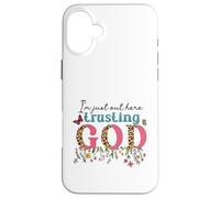 I'm Just Out Here Trusting GOD Faith Leopard Print Design Case for iPhone 16 Plus