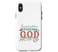 I'm Just Out Here Trusting GOD Faith Leopard Print Design Case for iPhone X/XS