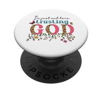 I'm Just Out Here Trusting GOD Faith Leopard Print Design PopSockets Adhesive PopGrip