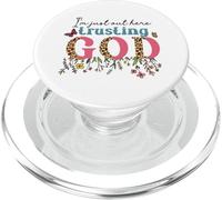 I'm Just Out Here Trusting GOD Faith Leopard Print Design PopSockets PopGrip for MagSafe