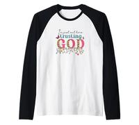 I'm Just Out Here Trusting GOD Faith Leopard Print Design Raglan Baseball Tee