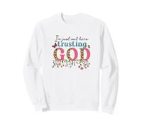 I'm Just Out Here Trusting GOD Faith Leopard Print Design Sweatshirt