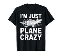 I'm Just Plane Crazy Funny Airplane Graphic Planes T-Shirt, Men, Black, 6X-Large