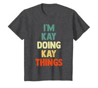 I'm Kay Doing Kay Things Fun Personalized Name Kay T-Shirt, Youth, Dark Heather Grey, Large