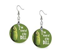 I'm Kind of A Big Dill Pickle Round Wooden Earrings Boho Drop Pendant Fashion Gifts for Women