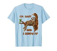 I'm Lazy and I Know It | Sloth Statement T-Shirt, Men, Baby Blue, Medium