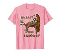 I'm Lazy and I Know It | Sloth Statement T-Shirt, Men, Pink, Medium
