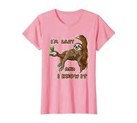 I'm Lazy and I Know It | Sloth Statement T-Shirt, Women, Pink, 3X-Large