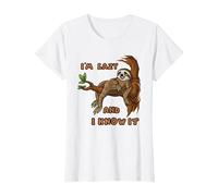 I'm Lazy and I Know It | Sloth Statement T-Shirt, Women, White, 3X-Large