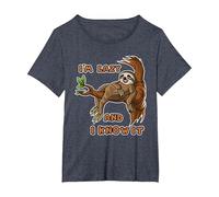 I'm Lazy and I Know It | Sloth Statement T-Shirt, Women's Plus, Heather Blue, 2X