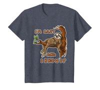 I'm Lazy and I Know It | Sloth Statement T-Shirt, Youth, Heather Blue, Large