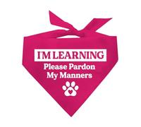 I'm Learning Please Pardon My Manners Dog Bandana (Hot Pink, OS 583)