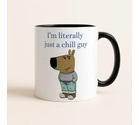 I'm Literally Just a Chill Guy Mug, Funny Viral Meme Coffee Cup, Chill Guy Gift for Him, Tiktok Cartoon Dog Gift, Crypto Meme Mug (Black, 11oz)