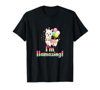 I'm Llamazing Cute Llama Pun Rainbow Party Graphic T-Shirt