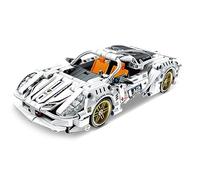 iM.Master - White Super Car - Technic Style Pull Back Car Model - Building Blocks for Adults and Kids - 437 Pieces - 1:20 Scale - STEM Educational Toy - Model Kit to Build