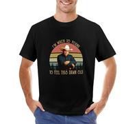 I'm Much to Young to Feel This Damn Old Vintage Garth Tees Brooks T Shirt Aesthetic Clothing Summer top Funny t Shirts for Men Black XL