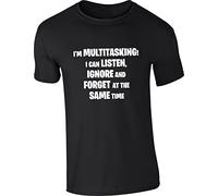 I'm Multitasking T-Shirt I Can Listen, Ignore and Forget at The Same Time Funny Birthday Gift Unisex Tee Top (Black, M)