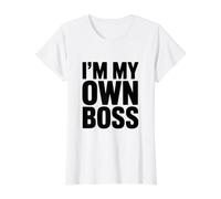 I'm My Own Boss Motivational Quote for Entrepreneurs Value Graphic T-Shirt, Women, White, XL