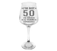 I'm Not 50 I'm 18 with Experience Funny 50th Birthday Engraved Wine Glass Gift for Fifty Year Old 50th Birthday 400ml Large Wine Glass Gifts for Women or Men Funny Novelty Present for Best Friend