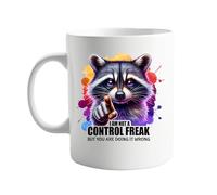 I'm Not A Control Freak But You are Doing It Wrong Mug Featuring a Mischievous Raccoon Design - Funny and Sarcastic Mug for Coffee and Tea Lovers