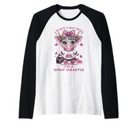 I'm Not A Hot-Mess I'm A Spicy Disaster Pink Highland Cow Raglan Baseball Tee