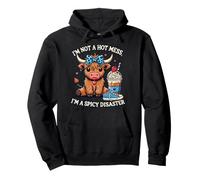 Im Not A Mess Im A Spicy Disaster Cute Highland Cow Pullover Hoodie