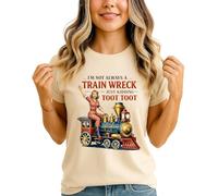 Im Not Always A Train Wreck Just Kidding Toot Toot Womens T-Shirt Pin Up Style Retro Comic Humor Sarcasm Birthday Gift for Her S (8-10)