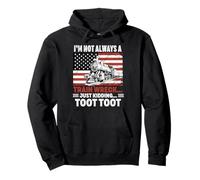 I'm Not Always A Train Wreck Locomotive American Flag Retro Pullover Hoodie