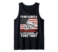 I'm Not Always A Train Wreck Locomotive American Flag Retro Tank Top