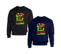I'm Not An Elf I'm Just Short Funny Jumper, Boys Girls Elf Costume Christmas Party Xmas Gift Unisex Sweatshirt Top(S, Black)