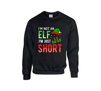 I'm Not An Elf I'm Just Short Jumper, Christmas Secret Santa Joke Xmas Day Funny Unisex Kids Adults Top (Black, 9 Years)
