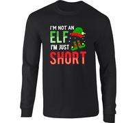 I'm Not An Elf I'm Just Short Jumper, Christmas Secret Santa Joke Xmas Tree Day Santa Hat Winter Festival Celebration Party Wear Gym Workout Adult Kids Unisex Sweatshirt Top Black
